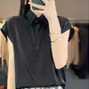 Transfronteiriça 2026 Verão Novo Estilo Manga Bufante Versátil Gola Polo Camisa Cetim Manga Curta Cardigã Camisa Colete Roupas Femininas