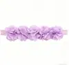 Diadema para el cabello de niños europeos y americanos, adorno para la cabeza de bebé, flor de gasa, banda elástica para el cabello, accesorios para el cabello hechos a mano, diadema de flor soluble en agua con 3 perlas