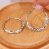 Pendientes de Aro Grandes de Lujo Ligero y Elegantes con Pedrería Plateada, Accesorios de Oreja Versátiles de Moda al por Mayor, Lujo Ligero
