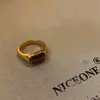 Anillo Abierto Geométrico Redondo de Circonita Estilo Medieval Retro Nicho Anillo de Alta Gama Temperamento Lujo Ligero Joyería de Mano Venta al por Mayor