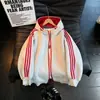 Sudadera con capucha de bloques de color a rayas retro americana para hombre, otoño, peso pesado, estilo universitario, sudadera tipo cárdigan