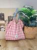 Bolsa tote de un hombro con cuadros frescos, bolsa de viaje de gran capacidad, bolsa de estilo hada suave, bolsa casual versátil para estudiantes de tela