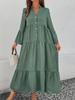 Moda Verão 2026 Estilo Floresta Fresco e Doce Vestido Feminino Pulôver Gola V Linha A Vestido Emagrecedor