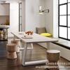 Mesa de jantar moderna simples de ferro e madeira maciça, mesa de jantar para restaurante, panela quente, mesa de jantar para apartamento pequeno, mesa de jantar para reunião doméstica e combinação de cadeiras