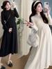 Vestido de Tricô Jingqi para Maternidade Primavera e Outono Novo Estilo 2025 Saia Justa Saia Base Mãe Grávida Alta Qualidade