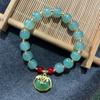 Pulsera de cuentas Bodhi de Jade Blanco Imitación de nuevo estilo étnico, colgante de candado Ruyi, pulsera de cuentas de vidrio blanco, pulsera para tocar plato