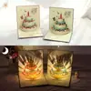 Novo Cartão de Cumprimentos 3D Musical com Luzes e Estampa Dourada para Aniversário Escultura de Papel Presente Criativo Cartão de Bênção de Feriado Venda por Atacado