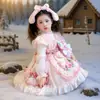 Vestido Melodia Lolita Outono e Inverno para Meninas Vestido Princesa de Renda Vestido de Aniversário da Moda para Crianças Saia Tutu