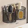 Cesta de Armazenamento para Pente de Banheiro Porta-Escova de Dentes e Copo de Dente Montado na Parede do Gabinete do Banheiro Artefato de Armazenamento Multifuncional Doméstico