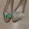 Sandalias Planas de Verano con un Toque de Lujo, Zapatos de Cristal de Celebridad de Internet Coreana, Zapatos de Gelatina, Zapatos de Punta Finos y Bajos para Mujer