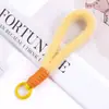 Accesorio de Lanyard de Peluche Fresco y Sencillo para Teléfono, Llavero de Bolsita Color Macarrón, Decoración Práctica de Cadena para Teléfono