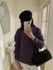 Suéter Pulôver Huang Zheng Estilo Coreano Manga Raglã Bainha Dobrada para Mulheres, Inverno Versátil Macio Grosso Estilo Preguiçoso 541170