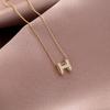 Diseño de Nicho Sentido Completo Diamante H Letra Colgante ins Simple Moda Cadena de Collar Cadena de Cuello de Celebridad Cibernética Acero de Titanio Microincrustaciones Joyería