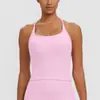 Top Regata Costas Lindas Cor Sólida com Bojo Alças Finas Costas nadador Roupa de Yoga Justo Secagem Rápida Top Fitness Feminino