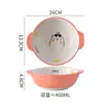 Tazón Infantil para Uso en Casa, Cerámica Linda Estilo Japonés Vajilla, Tazón de Arroz para Bebé de Dibujos Animados, Plato Creativo para Snacks de Diámetro Grande