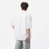 Camisa Masculina de Seda Gelada de Manga Curta para o Verão Casual Solta Fresca High-End Resistente a Amassados Tendência Marca Camisa de Manga Média Jaqueta Top