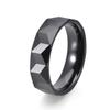 Europeu e americano simples criativo curvo diamante cerâmica anel ins masculino preto 6mm de largura único anel jóias atacado