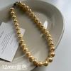 Collar de perlas Shijia para mujer, elegante y ligero collar de cadena de lana vintage de lujo con cuentas de vidrio, cadena de clavícula con cuentas a juego para primavera y verano.