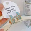 Banho de Ouro Real, Coleção Série Azul Moda Coreana e Japonesa, Brincos de Esmalte com Efeito Gotejante para Mulheres, Novos Brincos e Acessórios de Luxo Leve Nicho