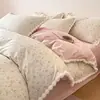 Juego de Cama de Algodón 100% de Alta Gama Nantong de Cuatro Piezas, Nueva Funda de Edredón de Algodón Puro, Sábana Ajustable, Sábana Plana, Juego de Tres Piezas, Funda de Colcha, Juego de Cama 4