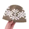 Gorro de Punto Estilo Fair Isle para Mujer, Nuevo Diseño Jacquard Otoño e Invierno, Adelgazante, Cálido Gorro de Lana con Ala Ancha para Protección contra el Frío
