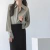Camisa con Textura de Ácido Acético Chic de Corea del Sur para Mujer 2023 Primavera Nuevo Diseño Puño con Perfil Elegante Camisa de Oficina