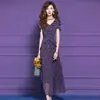 Vestido Estampado con Volantes Feimengyi para Mujer, Manga Corta de Verano Retro de Cintura Alta Moderno que Reduce la Edad Estilo Vacaciones Falda Larga