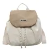 2026 Mochila Pequeña Casual de Moda Versátil para Todas las Estaciones con Estampado de Letras y Cordón de Contraste de Color para Mujer