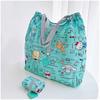 Bolsa de Compras Dobrável Verde Japonesa Desenho Animado Fofa Leve Grande Capacidade Bolsa de Ombro Grande Feminina Estilo Ins Presente
