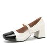 Zapatos Mary Jane Negros y Blancos Estilo Xiao Xiang CM5 Para Todo Tipo de Combinaciones Zapatos de Mujer Para Usar en las Cuatro Estaciones Chicas Tacón Alto Temperamento Combinación de Colores en Piel