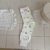 Peiqio Calentadores de Pierna Estilo Ballet Chica Dulce Calcetines de Media Pantorrilla con Estampado Floral Pequeño y Encaje Algodón Puro Sin Costuras Otoño