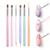 Set de pinceles para decoración de uñas en stock transfronterizo, directo de fábrica, pinceles para decoración de uñas, herramientas de silicona con cabeza redonda para decoración de uñas para manicuras de gel