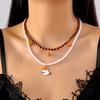 Collares Superpuestos de Halloween Estilo Transfronterizo Europeo y Americano Nuevo Estilo Superpuesto de Contraste de Color Estilo Maligno Collar con Colgante de Fantasma Calavera