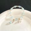 Pulsera Lunar Gris Ojo de Gato Imitación para Mujer, Colgante de Campana Simple, Regalo de Cumpleaños para Mejor Amiga, Estilo Ins de Vidrio