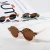Novos óculos de sol infantis moda armação redonda Combinação de cores Leopardo Óculos personalizados para meninos e meninas Bebê óculos com proteção contra raios ultravioleta