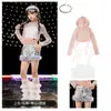 Ropa de Hip-Hop para Niñas de Danza Jazz, Conjunto Fresco y Elegante con Sudadera de Lentejuelas para Niñas, Atuendo de Presentación Escénica para Grupo de Chicas