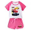 Roupa de Verão Nova Infantil para Menino Roupa de Duas Peças Casual Esportiva Shorts de Ciclismo Camiseta de Manga Curta Shorts