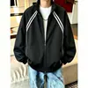 Chaqueta de rayas con cuello alto para hombre, nueva marca de moda primavera y otoño, cortavientos holgado para exteriores, abrigo casual versátil para pareja