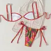 Nuevo Traje de Baño Europeo y Americano Estampado de Dos Piezas Amazon 2027 para Mujer, Bikini Sexy de Playa, Ropa de Baño para Aguas Termales