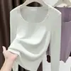 2026 Elegante Camiseta Base de Punto para Mujer, Otoño e Invierno, en la serie de colores Maillard, top ajustado y estilizado con un tacto de alta gama