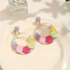 Pendientes Coloridos de Dopamina de Verano Nuevos Pendientes Florales Dulces Circulares Estilo Vacacional para Mujeres con un Aspecto Único y Elegante