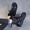 Primavera y Verano 2024 Nuevos Botines Martin Huecos de Cuero Genuino para Mujer Transpirables de Capa Superior de Piel de Vaca Botas Cool de Suela Gruesa Botines Cortos Casuales con Agujeros
