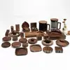 Accesorios de artesanía de madera de nogal negro, posavasos de base de madera maciza, herrajes de madera decorativos, madera de bambú Lingtian