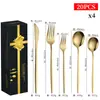 Amazon Portugal Conjunto de Talheres de Aço Inoxidável com Faca, Garfo e Colher para Churrasco, 20 Peças, Estilo Ocidental para Hotel