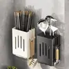 Caixa de Armazenamento de Hashi Suporte de Hashi para Cozinha Gaiola de Hashi Montada na Parede Suporte de Faca e Hashi Doméstico Rack de Armazenamento de Cesta de Hashi Lavagem de Louça