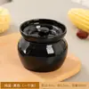 Panela de Cerâmica para Cozimento em Banho-Maria, Panela de Cerâmica para Cozimento a Vapor de Ovos com Tampa, Panela de Sopa de Cerâmica Estilo Chinês Shaxian Snack