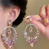 Aretes de aguja plateada con diamantes, borlas geométricas de perlas, ultra brillantes, lujosos y exquisitos, personalizados y elegantes, aretes de alta gama