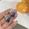 Aguja de Plata 925 Retro Estilo Hong Kong Lazo Amor Aretes Moda Mujer Cool Sencillo Clip de Lava para la Oreja 358