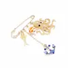 Broche de Ancla con Diamantes de Colores, Pulpo, Bola de Estilo Europeo y Americano Exagerado, Pin para Ceñir la Cintura, Accesorio para Ceñir la Cintura