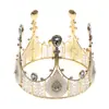 Coroa de Noiva Elegante em Liga de Metal Estilo Europeu Ideal para Decoração de Bolos e Ocasiões Especiais Peça de Cabeça de Rainha Feita à Mão com Cristais e Pérolas Perfeita para Aniversários, Casamentos e Sessões de Fotos Coroa Redonda Grande com Fecho